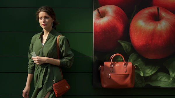 Candid Urbanite with Vibrant Orchard Backdrop