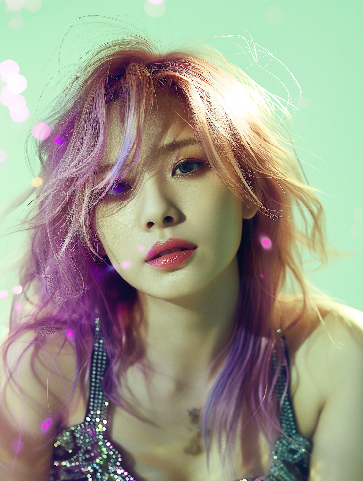 Ethereal Portrait of a Colorful Young Woman