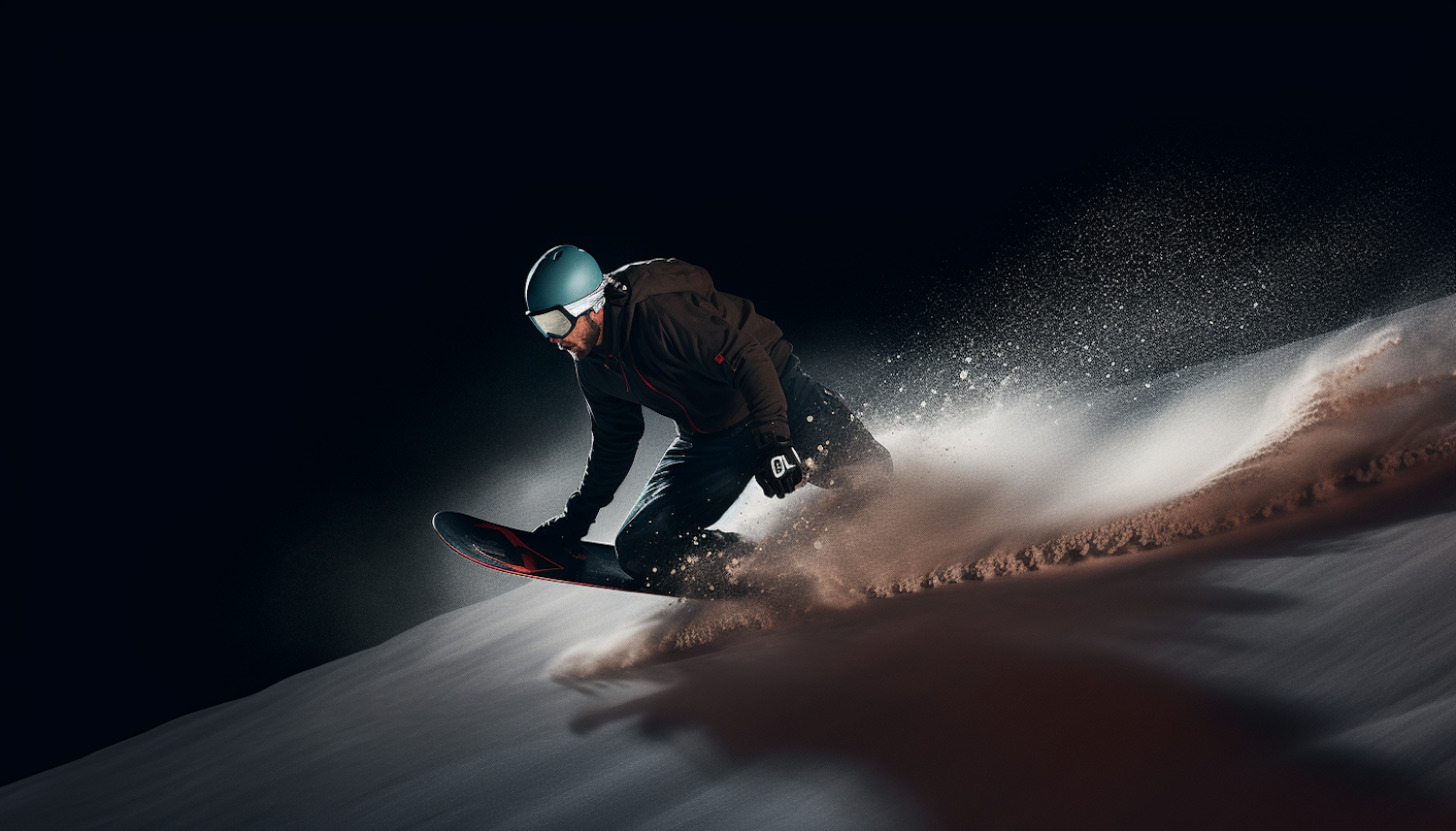 Midnight Velocity: Snowboarder in Motion