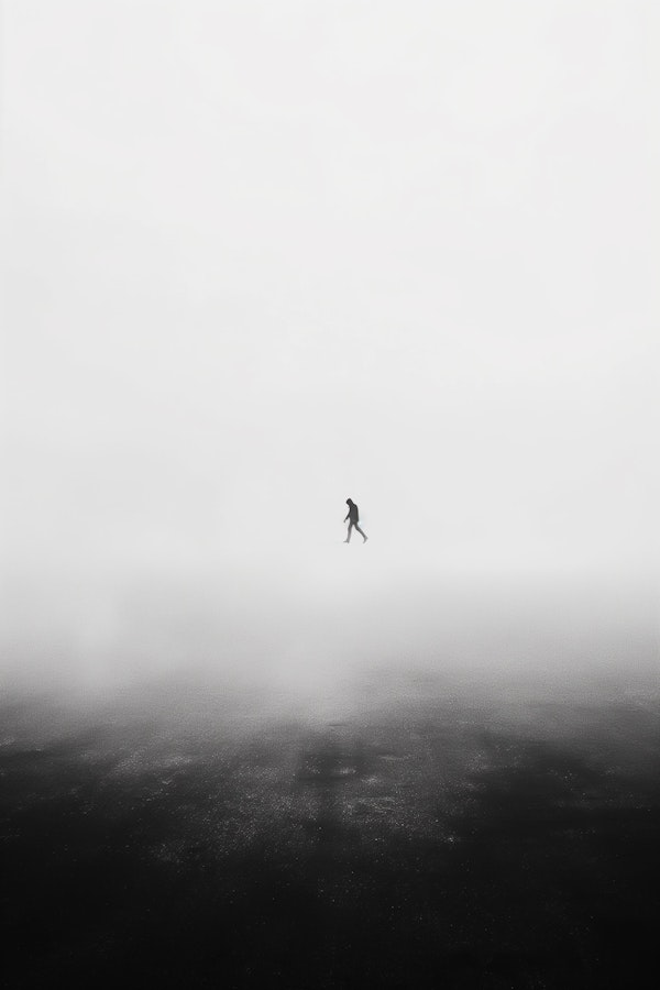 Solitude in Foggy Landscape