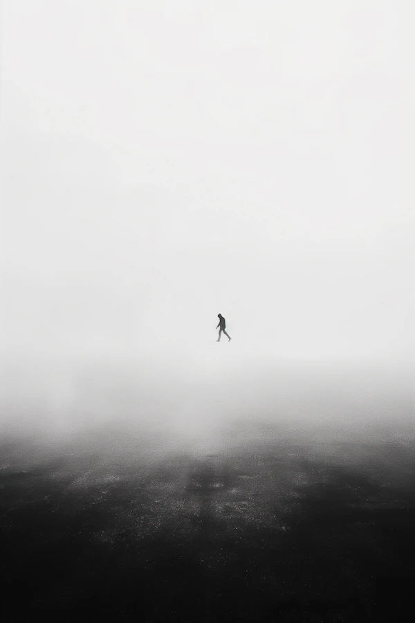 Solitude in Foggy Landscape