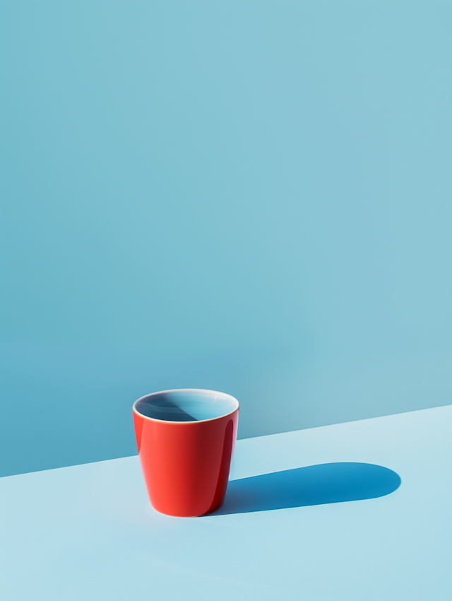 Red Cup on Blue Surface