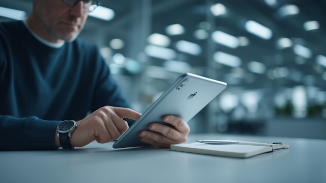 Man Using Tablet in Office