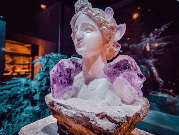 Serene Crystal Statue with Crystals