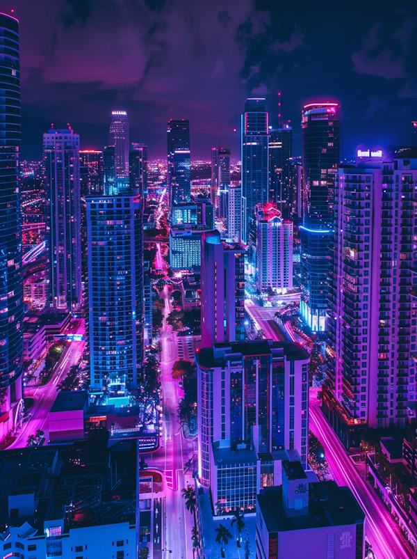 Vibrant Aerial Cityscape at Night