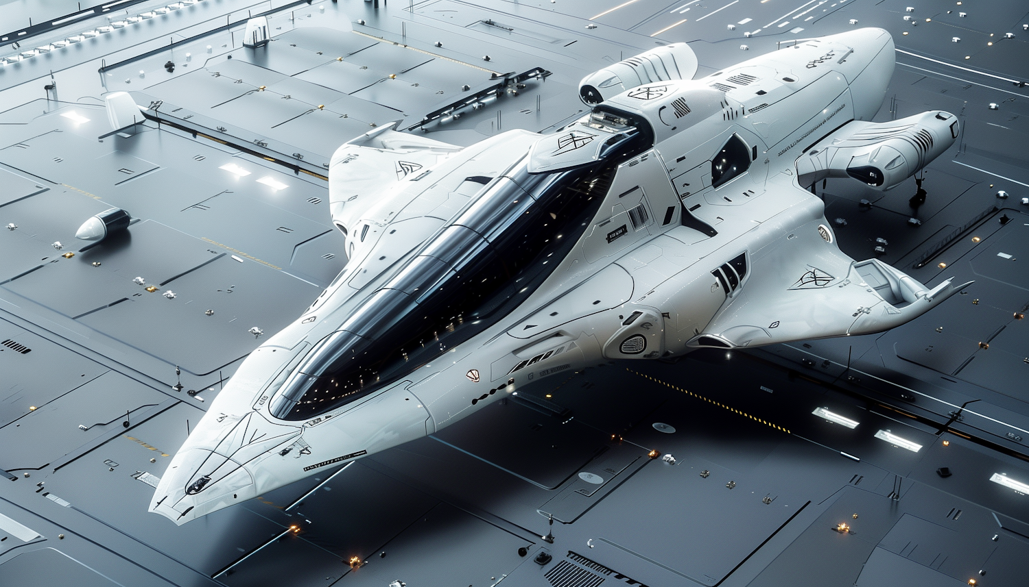 Futuristic Spaceship on Landing Platform