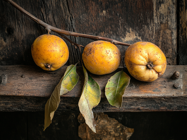 Quinces on Rustic Surface