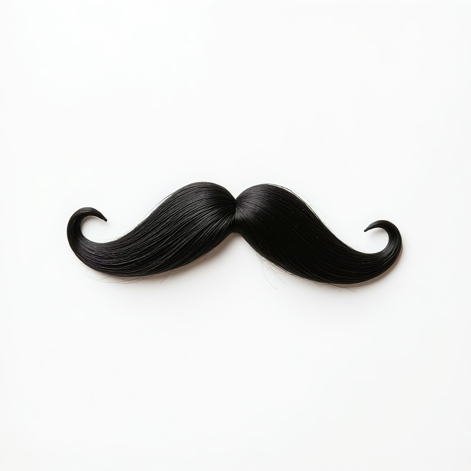 Curled Black Mustache on White Background