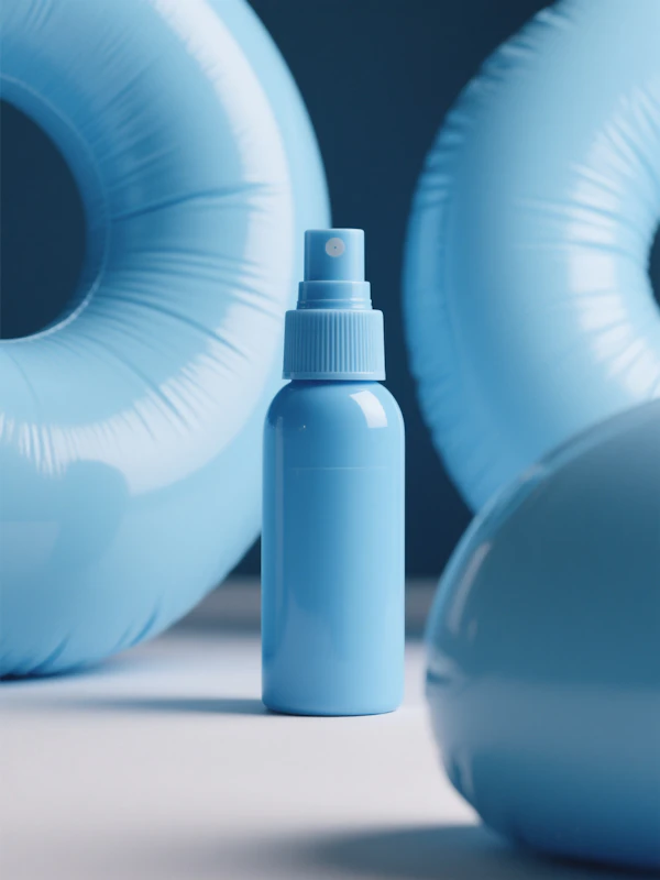 Blue Spray Bottle Display