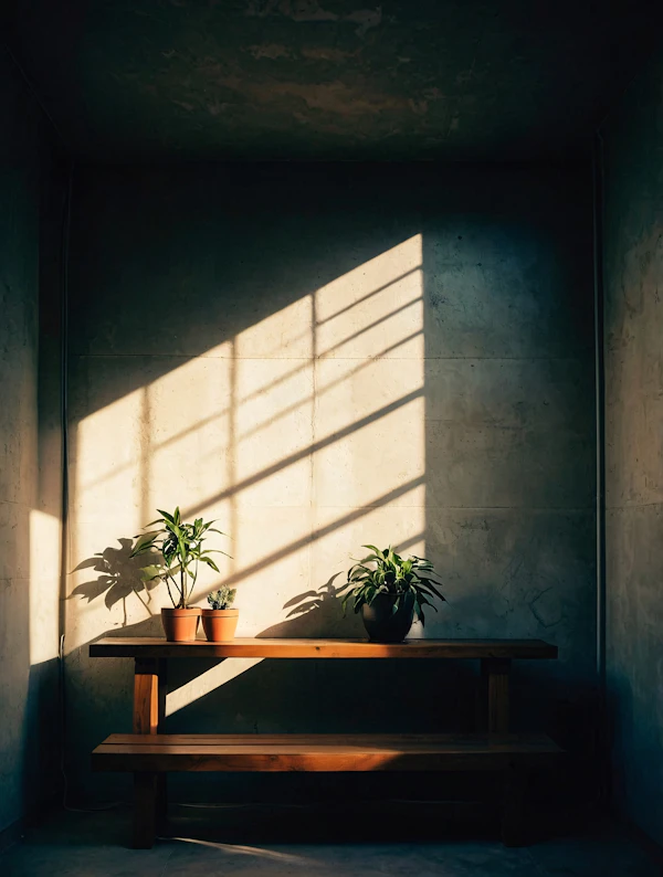 Serene Indoor Scene with Plants