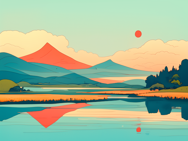 Serene Red Mountain Landscape