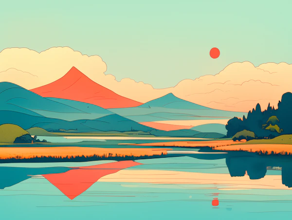 Serene Red Mountain Landscape