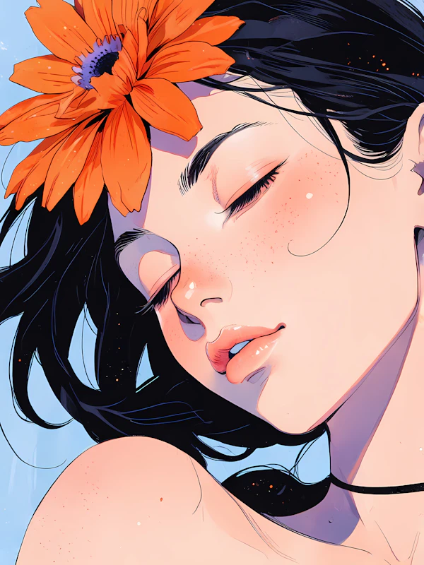 Serene Woman with Flower
