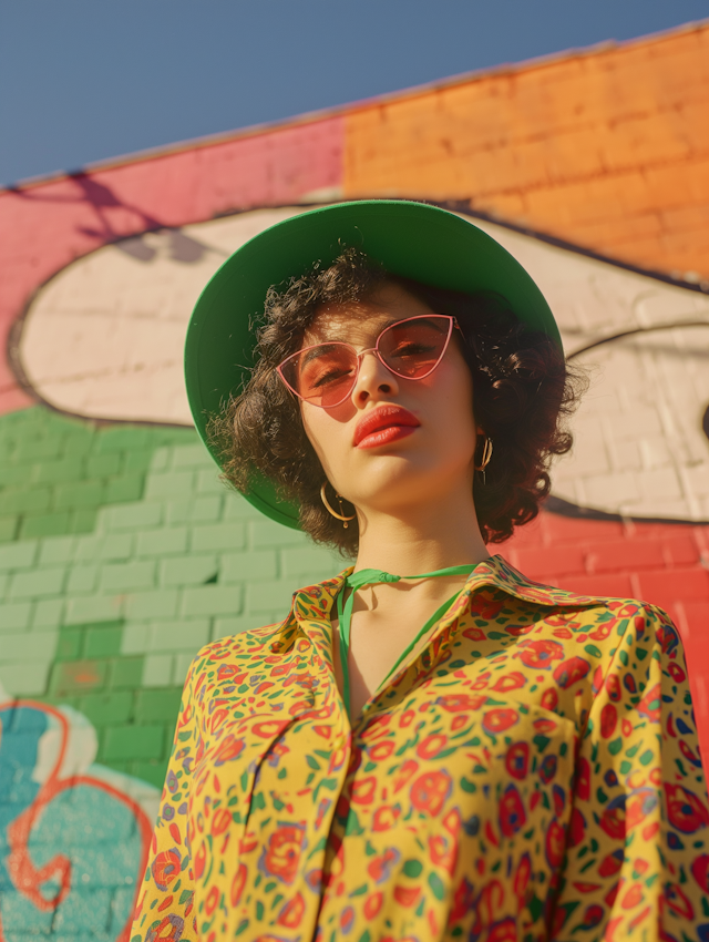 Fashion-Forward Woman with Colorful Ensemble