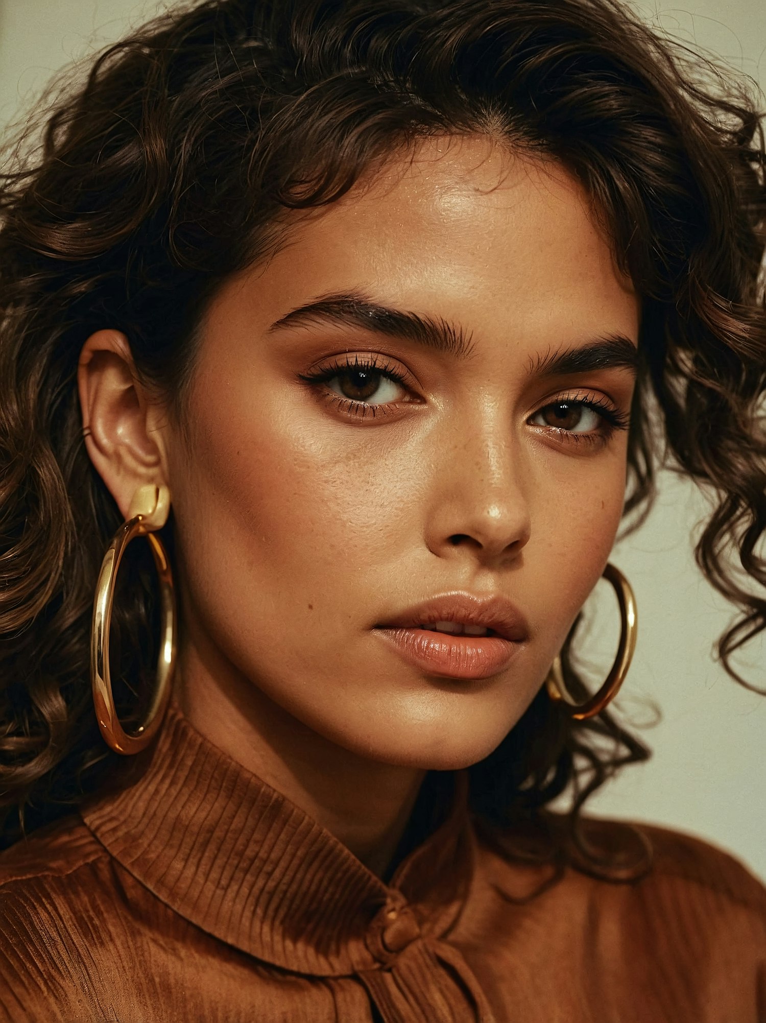 Portrait of a Woman with Curly Hair