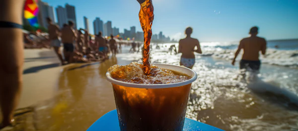 Beach Scene with Fizzy Beverage