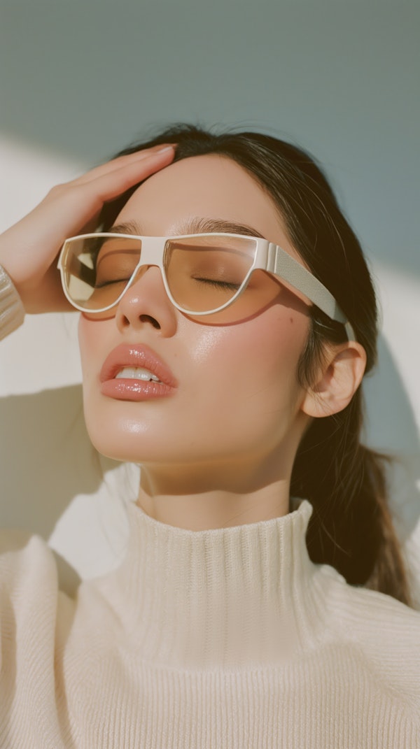 Serene Woman in White-Framed Sunglasses