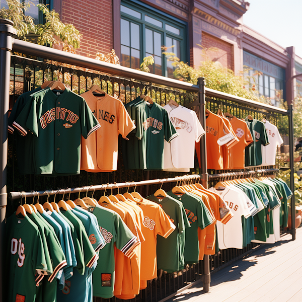 Urban Display of Classic Baseball Jerseys