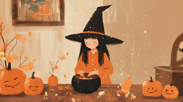 Young Witch at Halloween