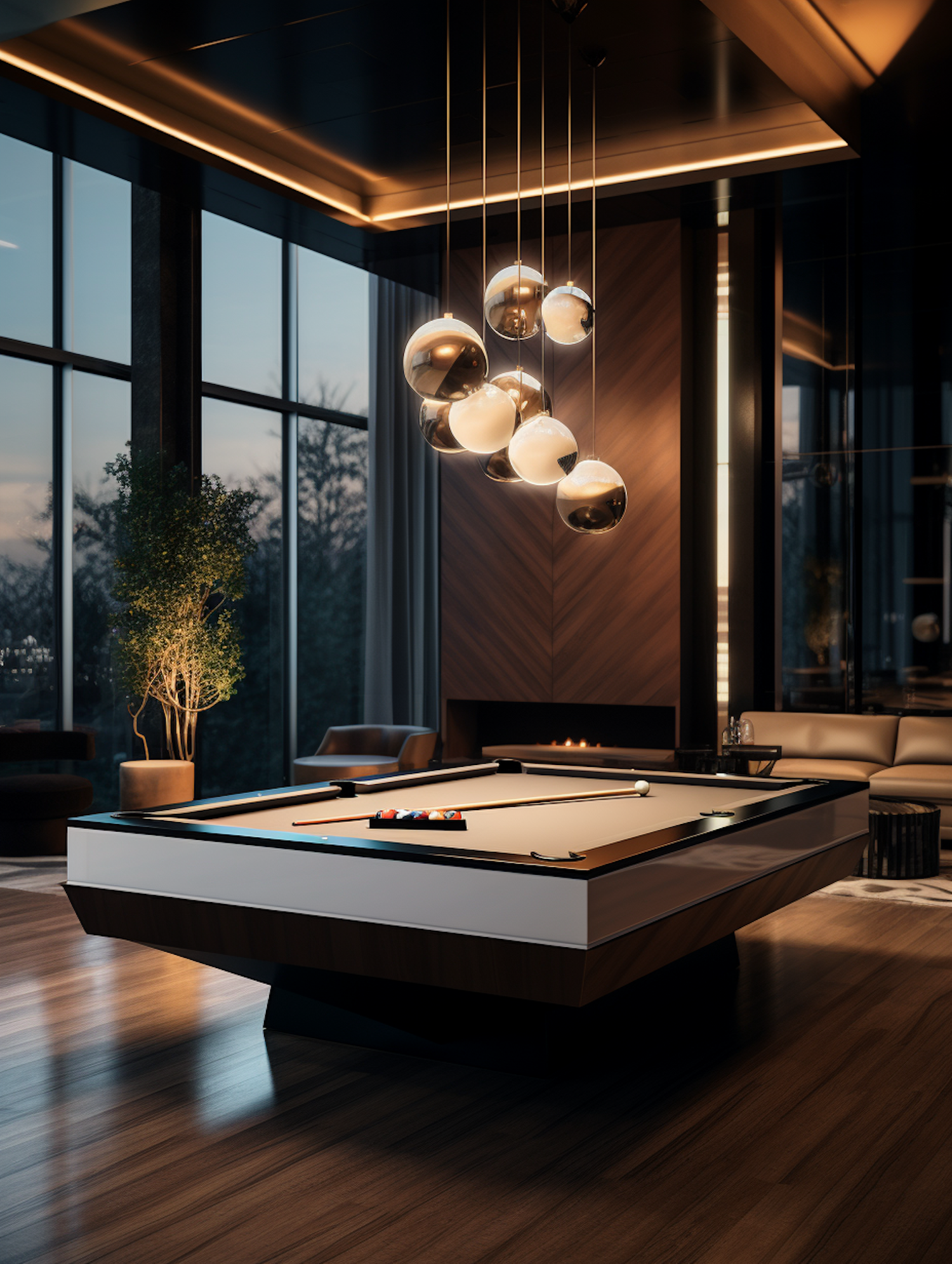 Contemporary Billiards Lounge with Ambient Lighting
