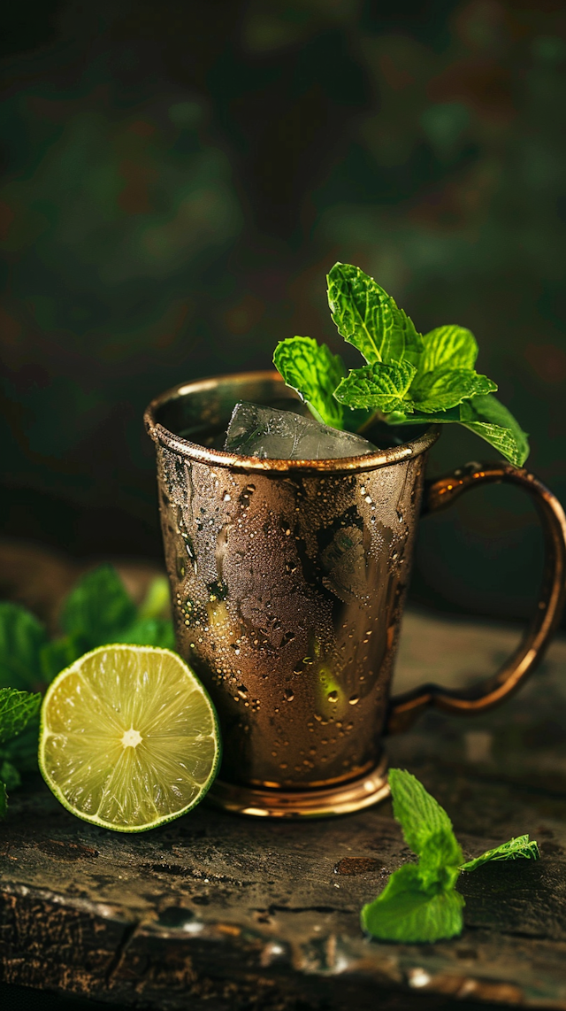 Rustic Copper Mug with Refreshing Cocktail