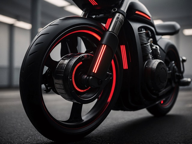 Futuristic Motorcycle Close-Up