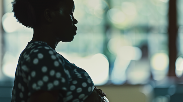 Silhouette of African Woman in Contemplation