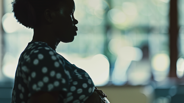 Silhouette of African Woman in Contemplation