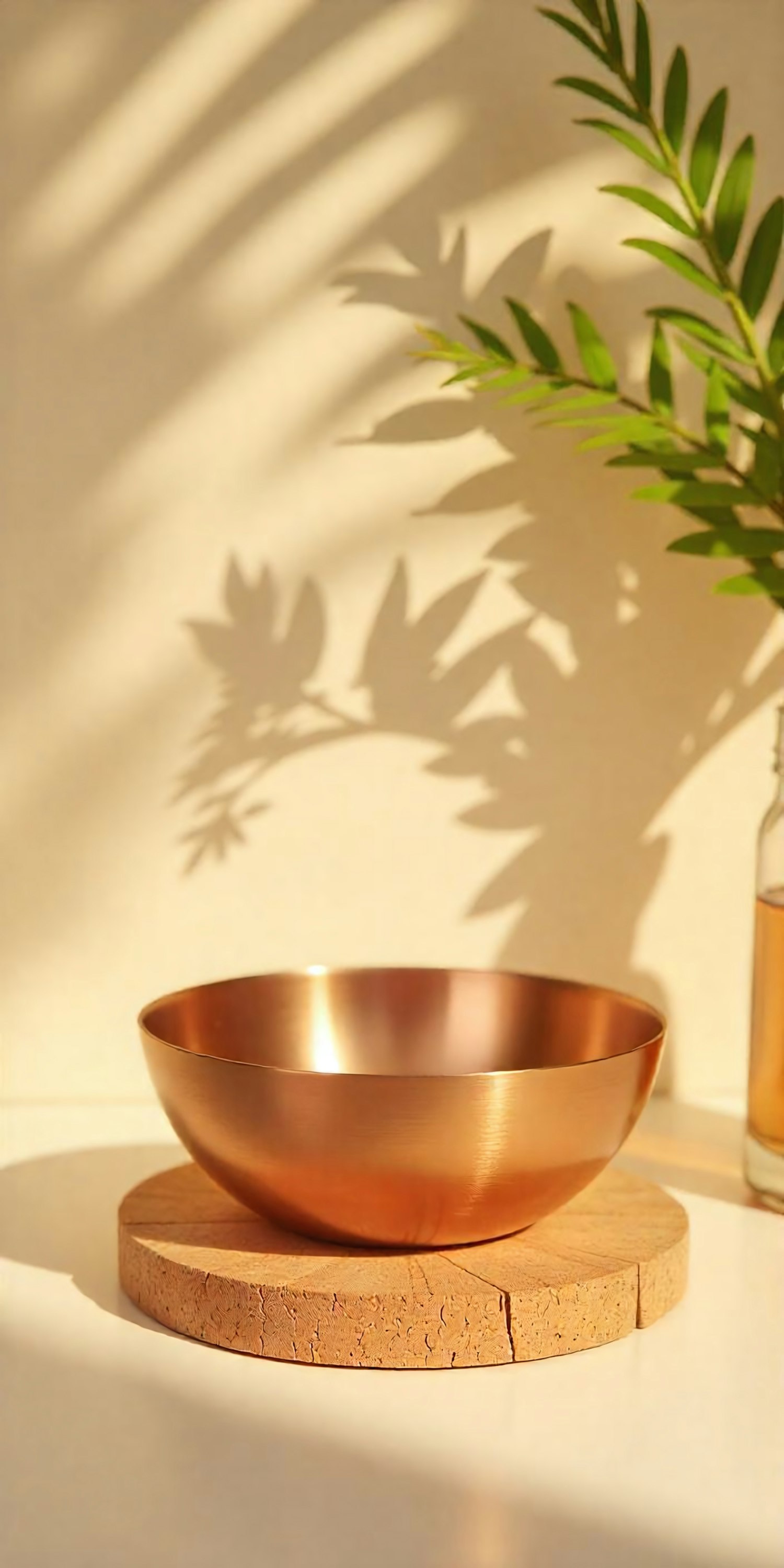 Metallic Bowl and Green Plant