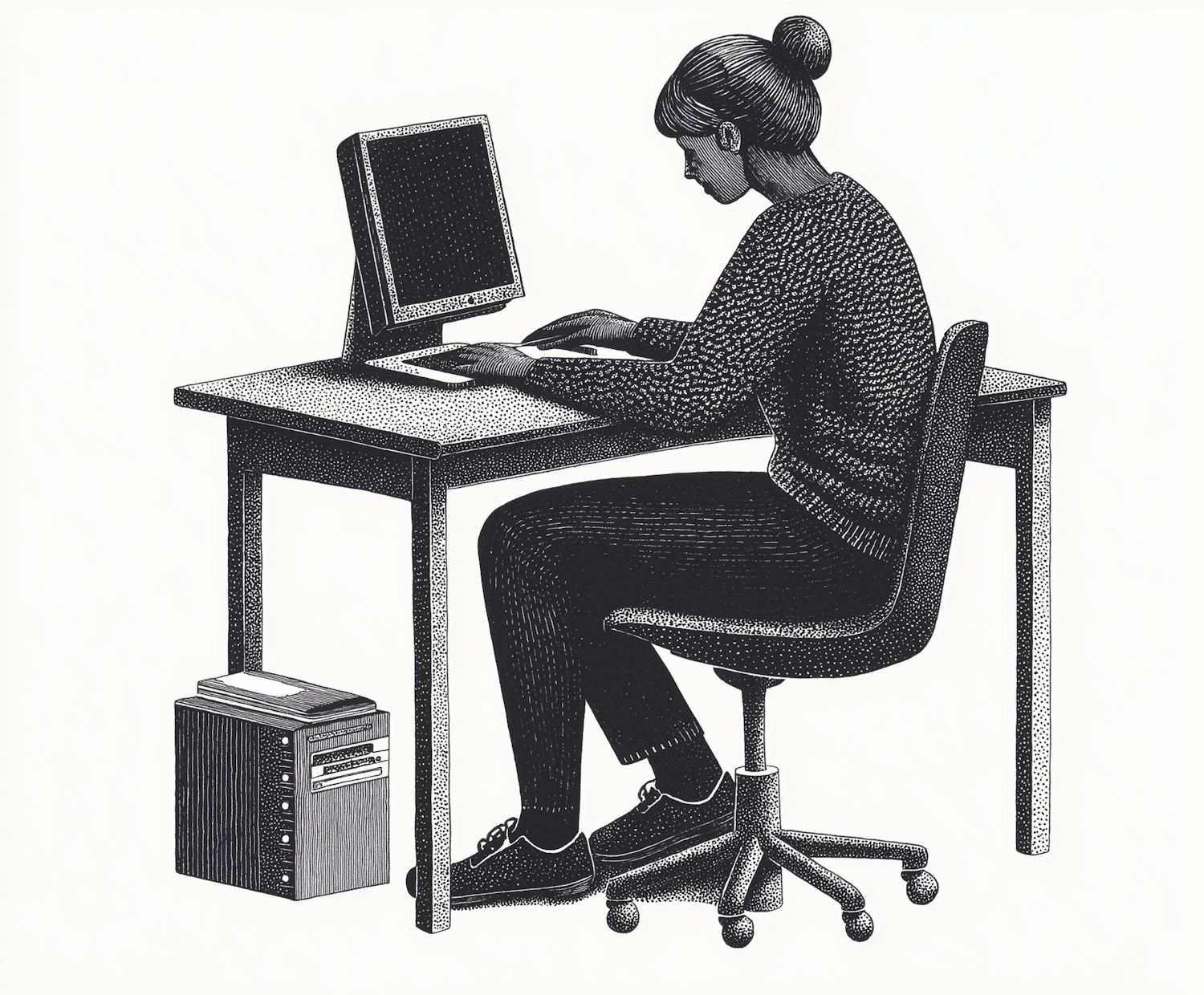 Woman Working on Computer