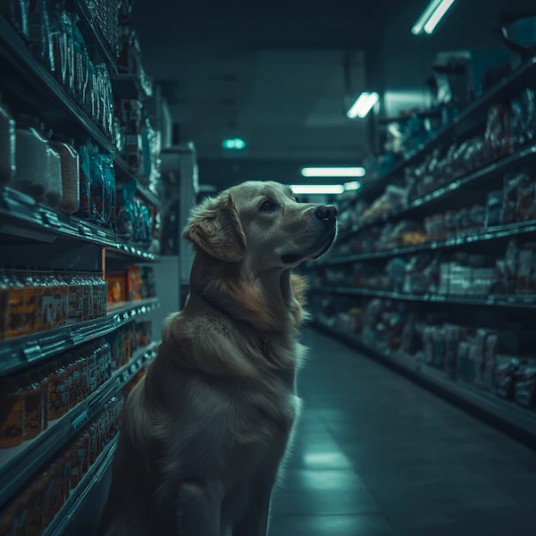 Golden Retriever in Aisle