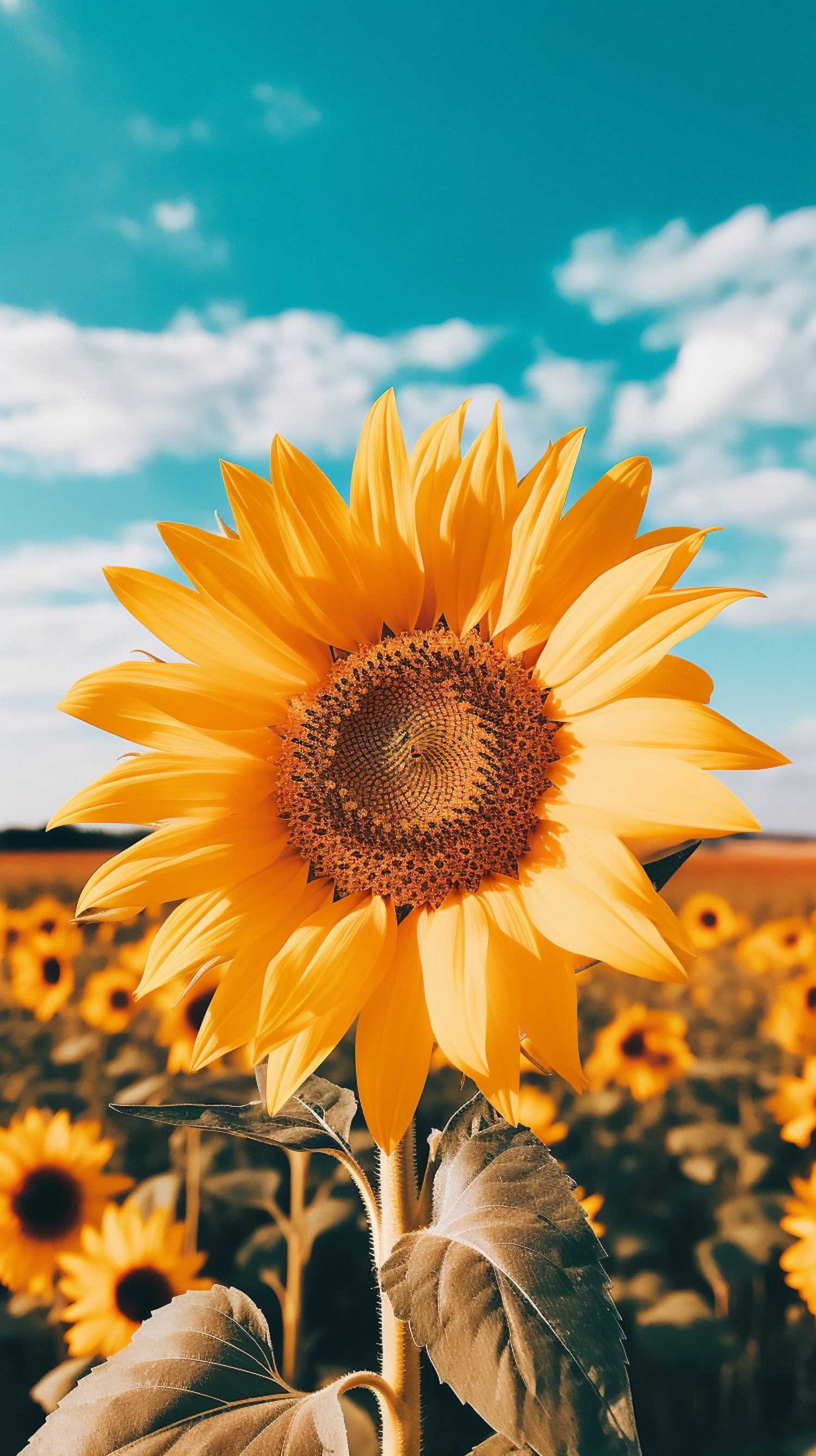 Sunflower Majesty with Sky Blue Backdrop