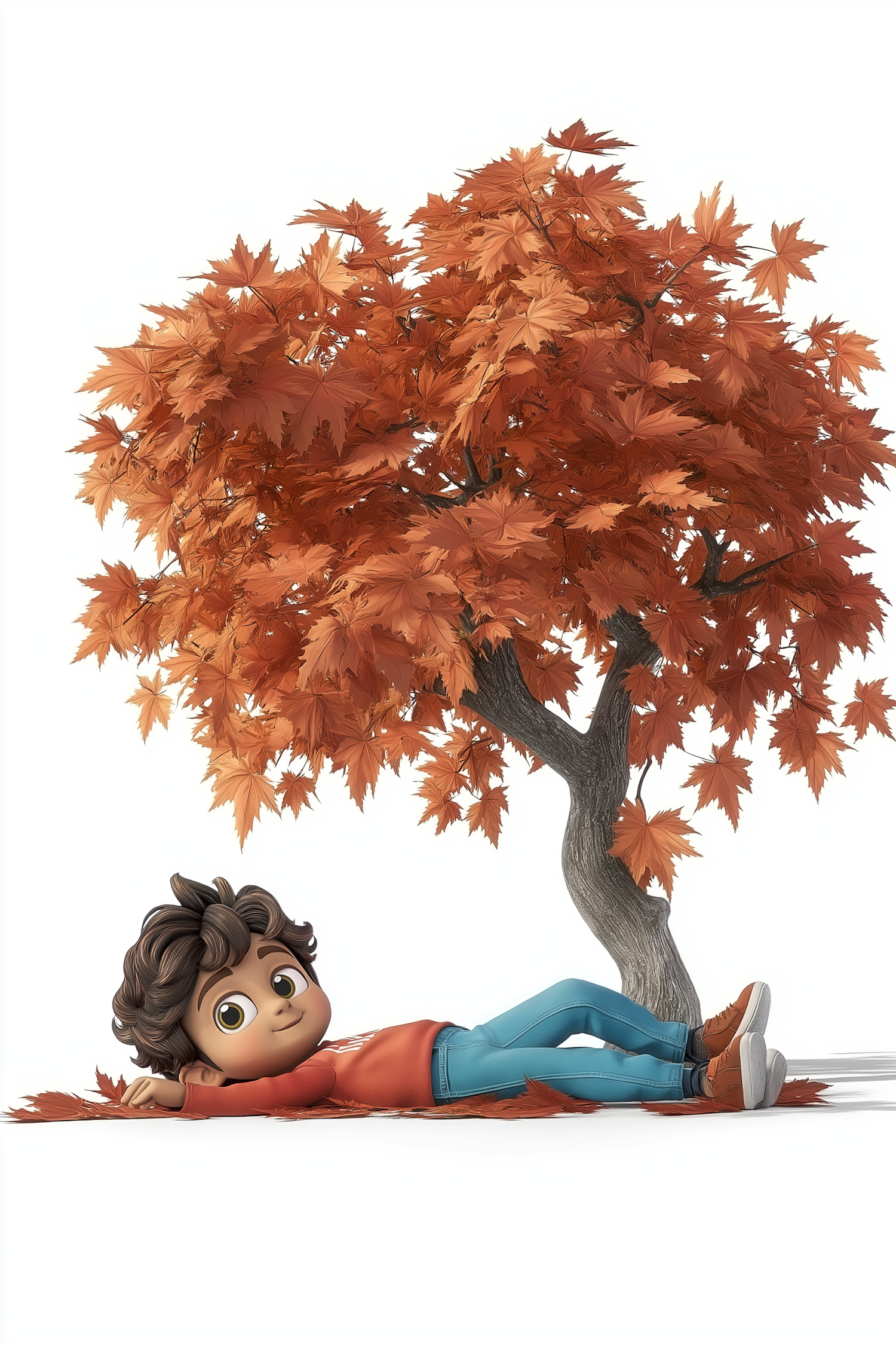 Child Under Autumn Tree