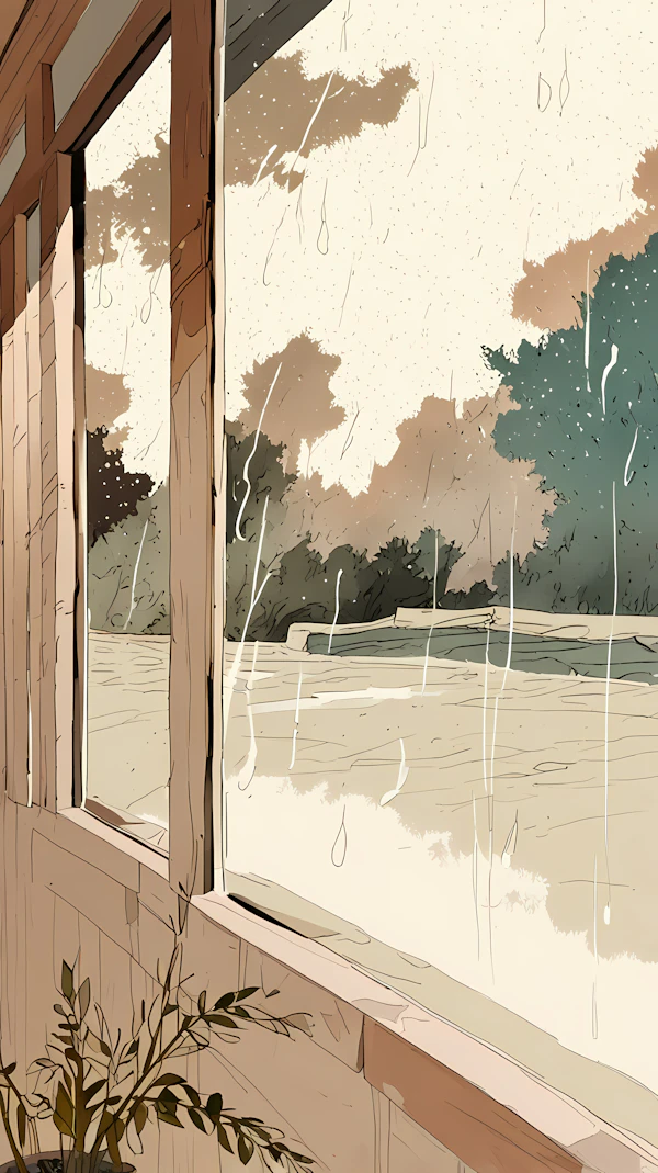 Rain Through Window Scene