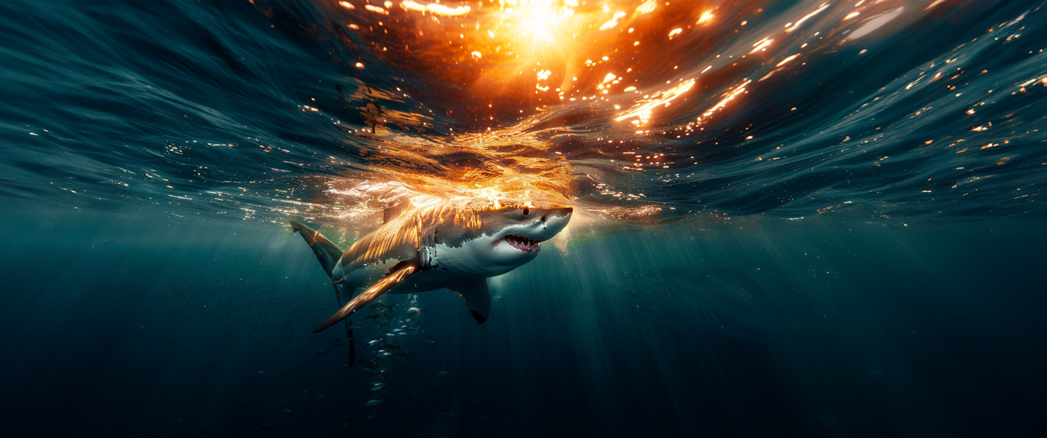 Dramatic Underwater Shark Scene