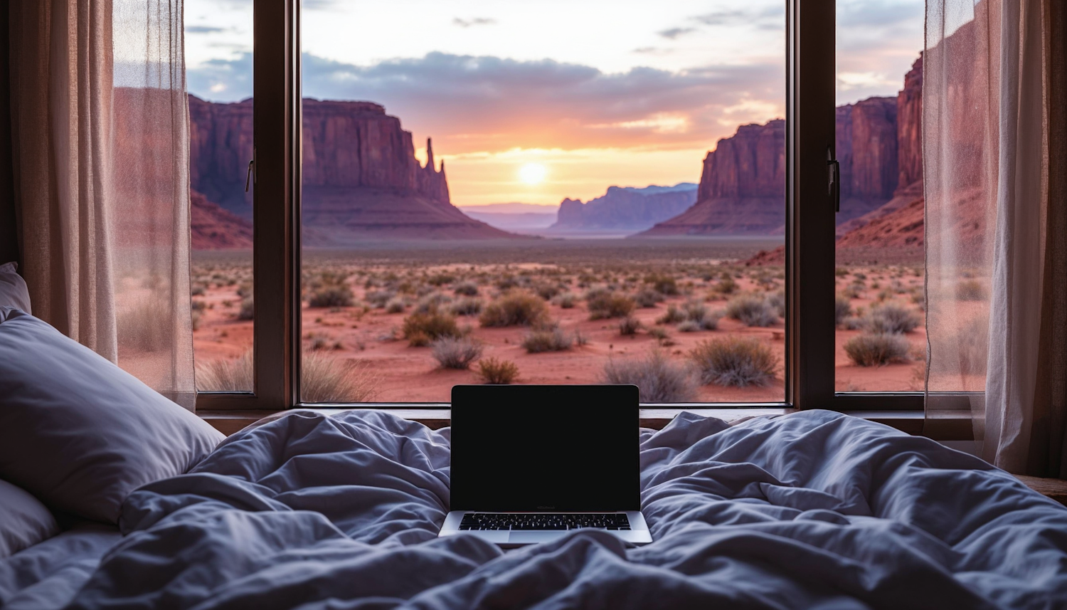 Serene Bedroom with Desert View