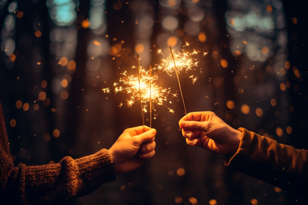 Sparkler Embrace in Festive Twilight