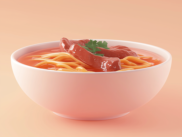 3D Rendered Bowl of Noodle Soup