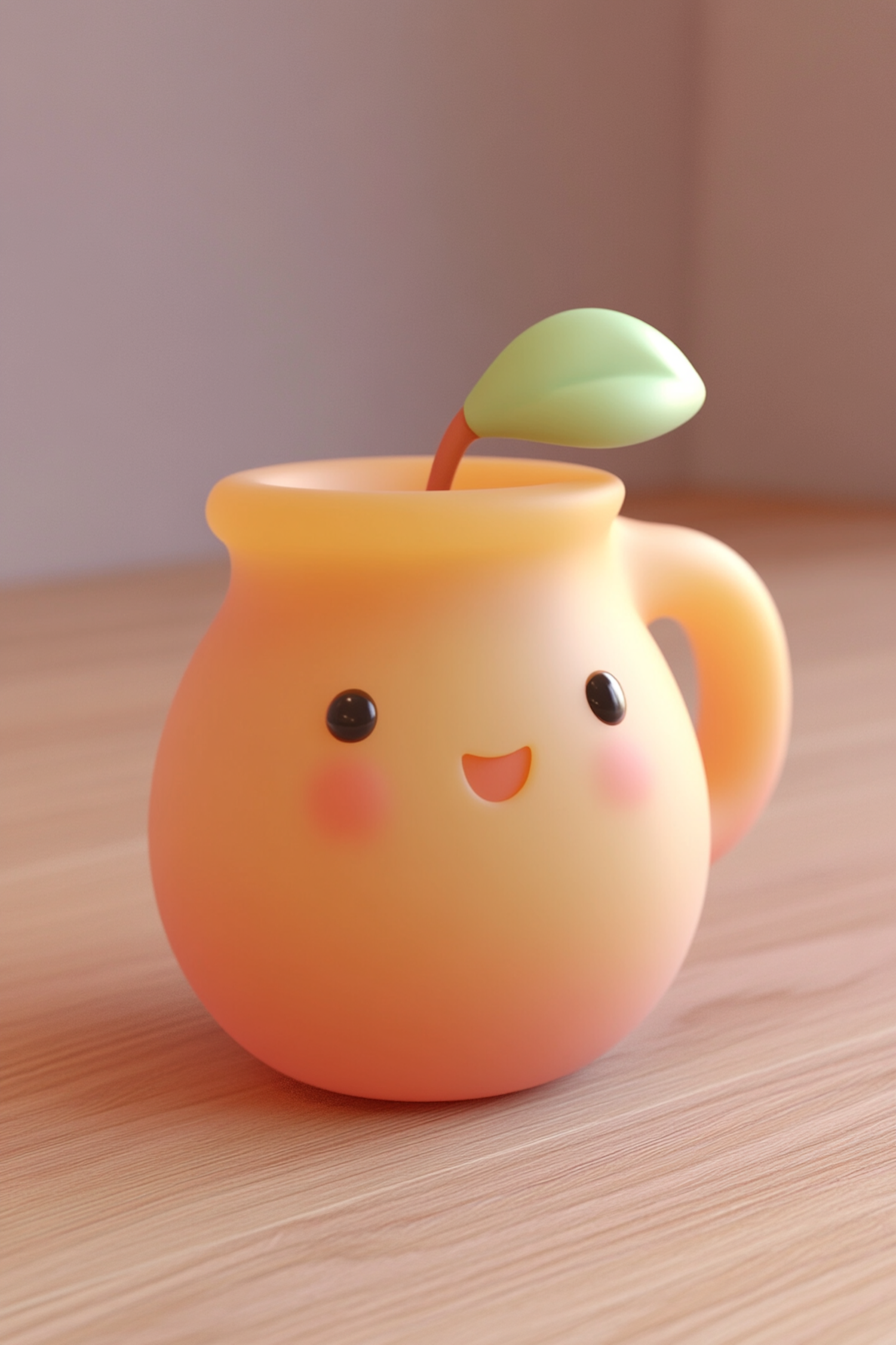 Peach Mug with Face