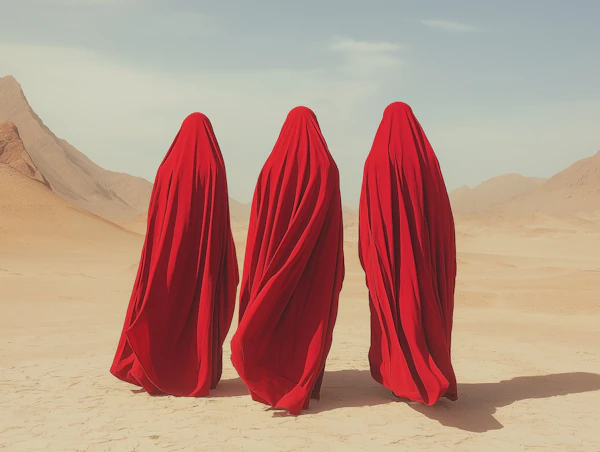 Desert Figures in Red