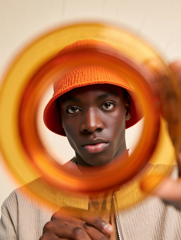 Portrait Through Orange Frame