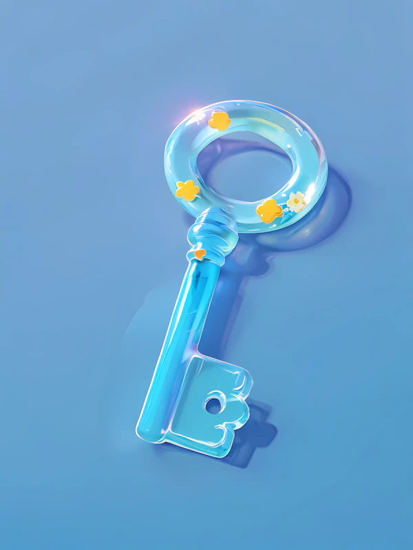 Glass Key with Flowers