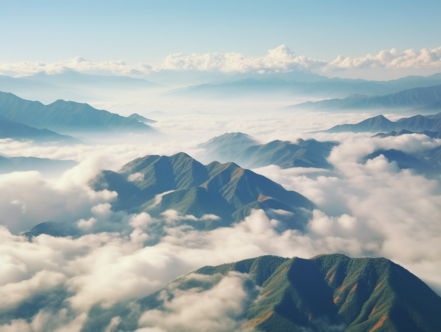 Serene Peaks Among the Clouds