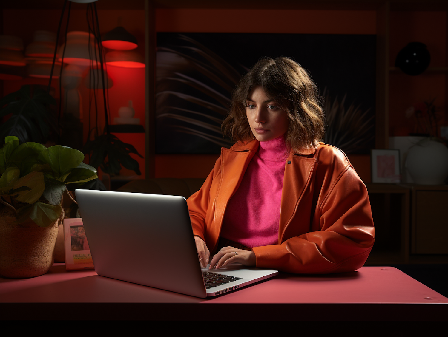 Bold and Engaged: A Stylish Woman Deep in Focus