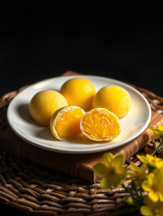 Yellow Pastries on Plate