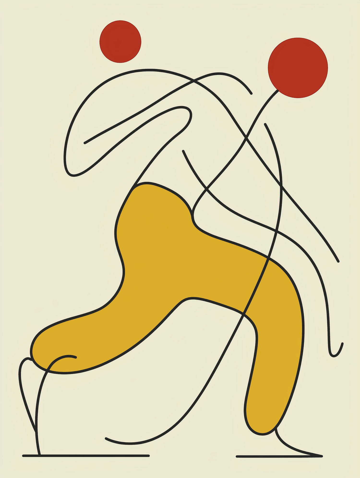 Abstract Flowing Lines with Red Circles