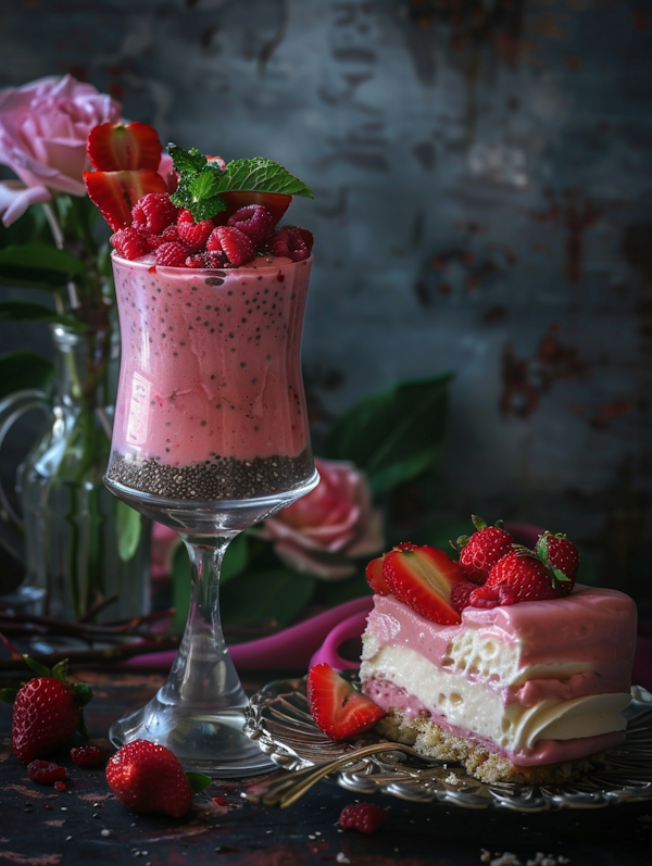 Artistic Dessert Presentation with Fruit