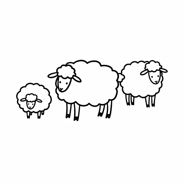 Cartoon Sheep Trio
