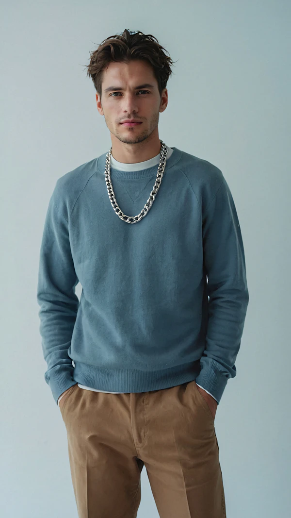 Man in Blue Sweatshirt