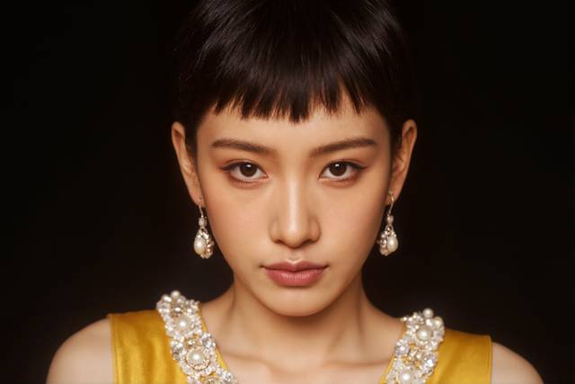 Elegant Portrait with Pearl Embellishments